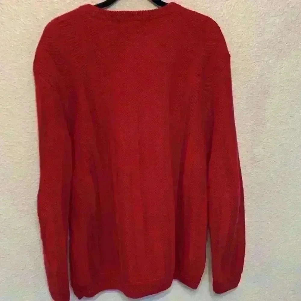 Chaps red sweater sz L Christmas holiday church career business casual warm cozy